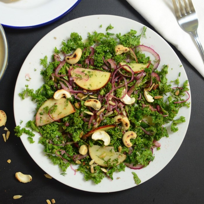 Kale Apple Salad with Crispy Shallots